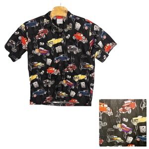 David Carey Originals Ford Hot‎ Rod Hawaiian Button Up Shirt Men's XL Resortwear
